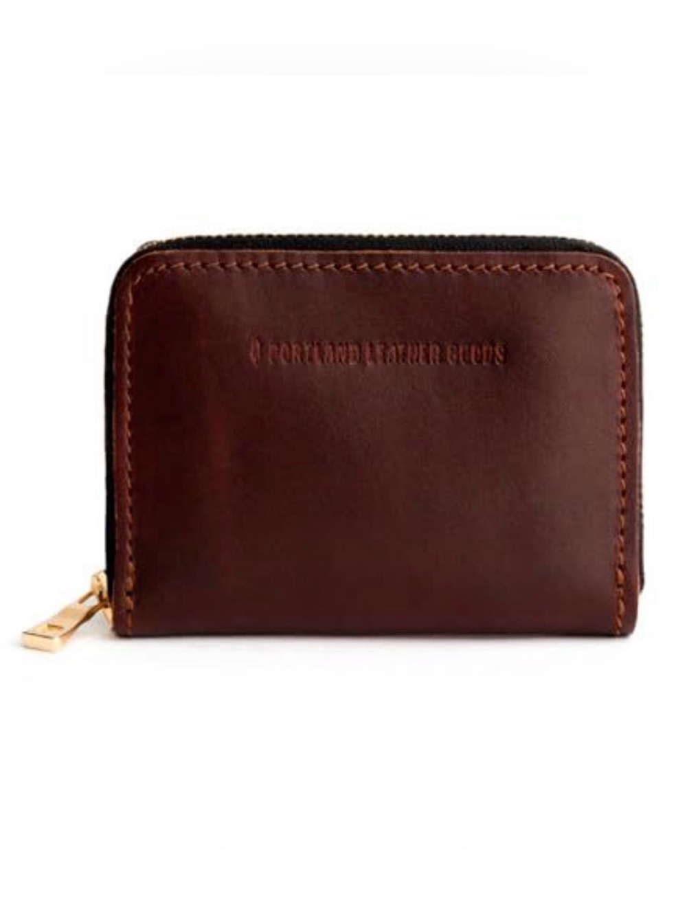 Portland Leather Goods Small Zip Wallet in Cognac